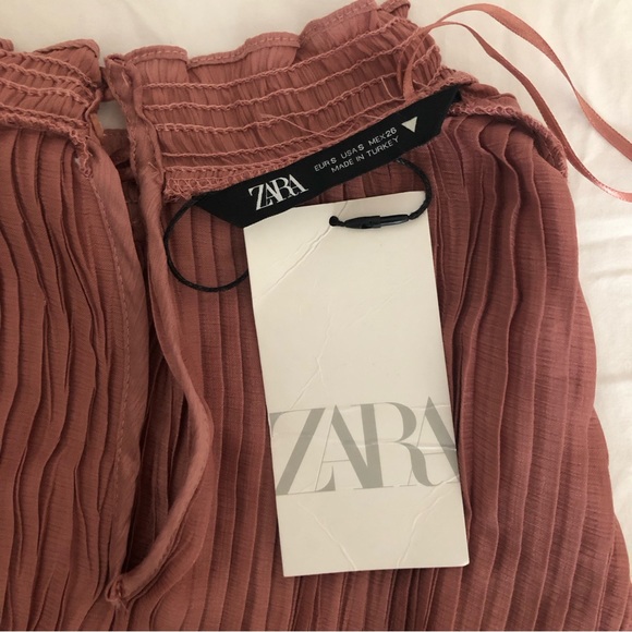Zara Pleated High Neck Long Sleeve Blouse Size Small **New with Tag** - Picture 6 of 10